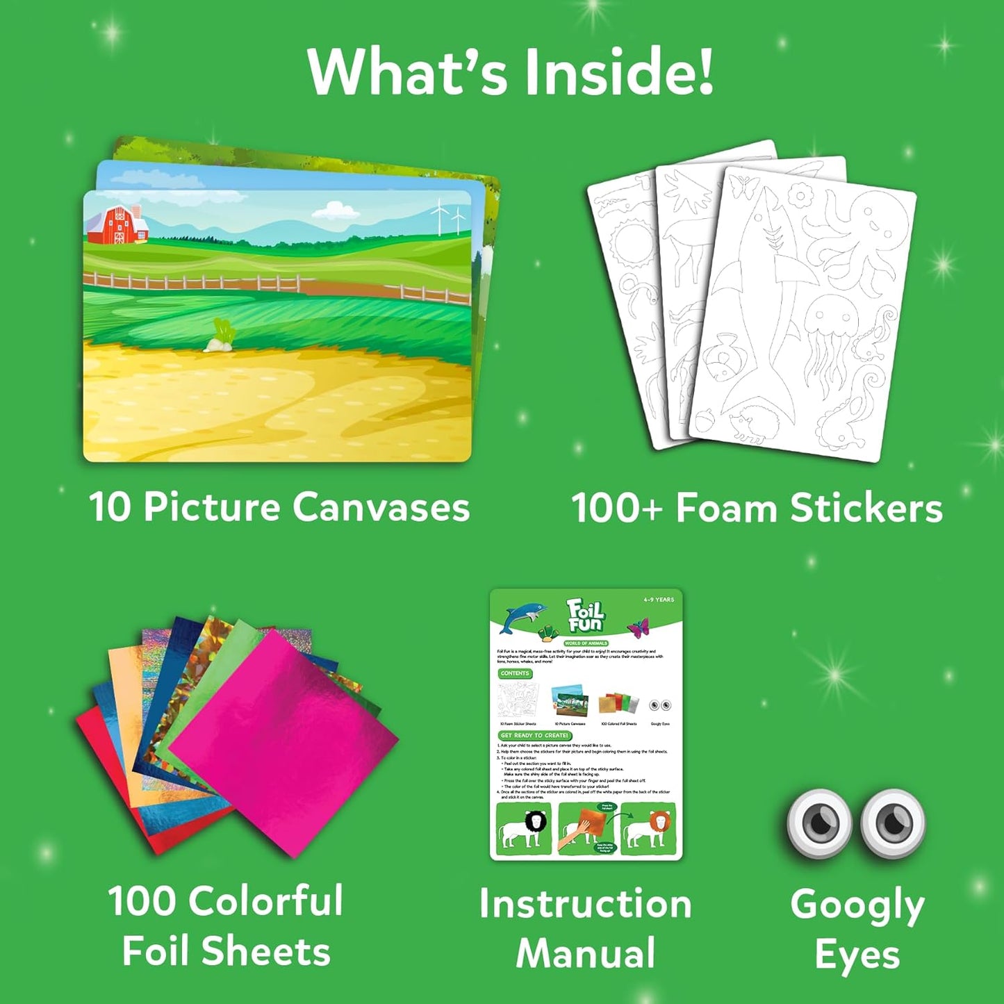 Foil Fun - Animals, No Mess Art for Kids, Travel Toys, Craft Kits, DIY Creative Activity, Screen-Free Entertainment, Gifts for Boys & Girls Ages 4, 5, 6, 7, 8, 9