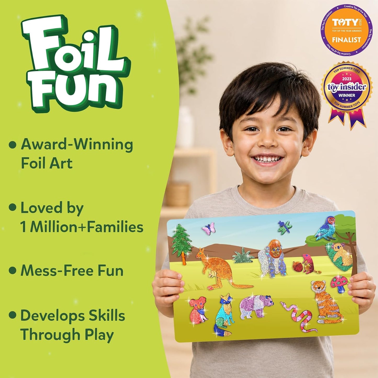 Foil Fun - Animals, No Mess Art for Kids, Travel Toys, Craft Kits, DIY Creative Activity, Screen-Free Entertainment, Gifts for Boys & Girls Ages 4, 5, 6, 7, 8, 9
