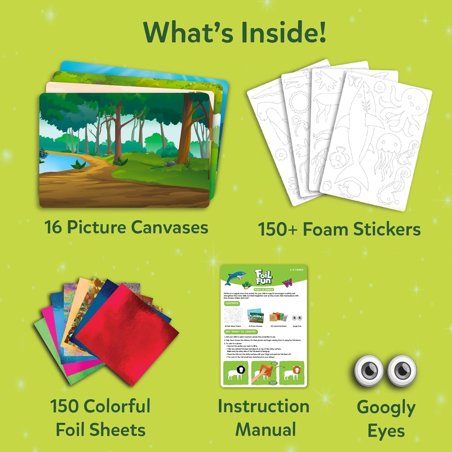 Foil Fun - Animals, No Mess Art for Kids, Travel Toys, Craft Kits, DIY Creative Activity, Screen-Free Entertainment, Gifts for Boys & Girls Ages 4, 5, 6, 7, 8, 9