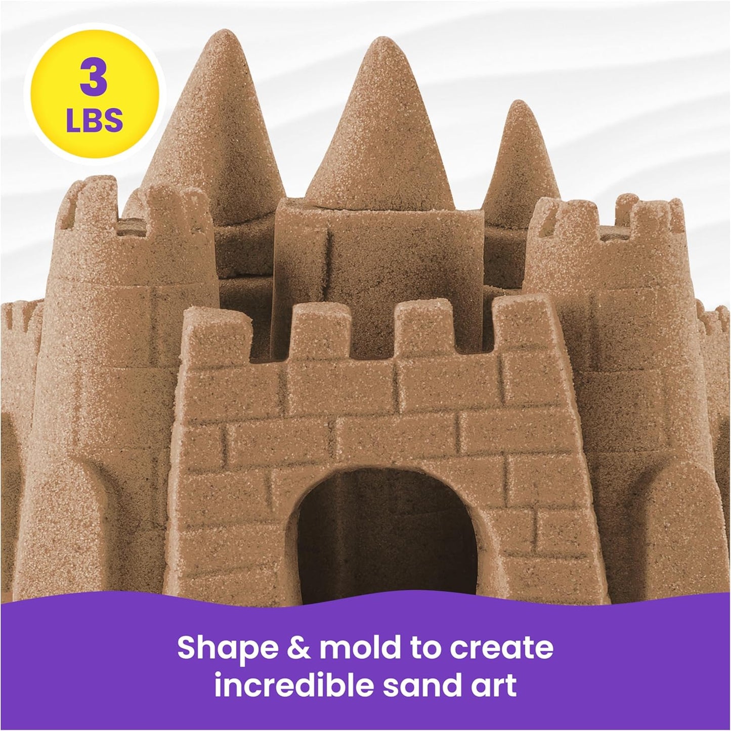 3lbs Beach Play Sand, Moldable Sensory Toys for Kids, Resealable Bag (Packaging May Vary), for Ages 3 and up