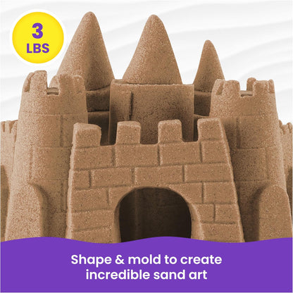 3lbs Beach Play Sand, Moldable Sensory Toys for Kids, Resealable Bag (Packaging May Vary), for Ages 3 and up