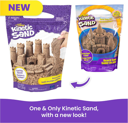 3lbs Beach Play Sand, Moldable Sensory Toys for Kids, Resealable Bag (Packaging May Vary), for Ages 3 and up