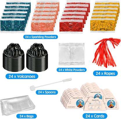 24Pcs Volcano Eruption Science Kit Party Favor Experiments Gifts for 4-6 8-12 Age Boys and Girls Valentine's Day Christmas (Valentine, One Size)