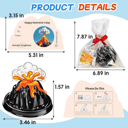 24Pcs Volcano Eruption Science Kit Party Favor Experiments Gifts for 4-6 8-12 Age Boys and Girls Valentine's Day Christmas (Valentine, One Size)