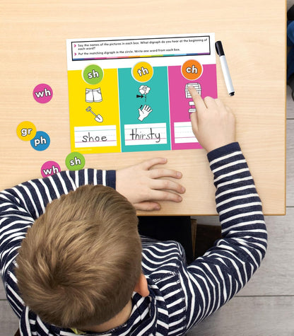Carson Dellosa 20-Piece Vowels Edu-Clings Set, Language Arts Dry Erase Mats and Silicone Phonics Manipulatives, Grammar and Spelling Games and Practice for Kids