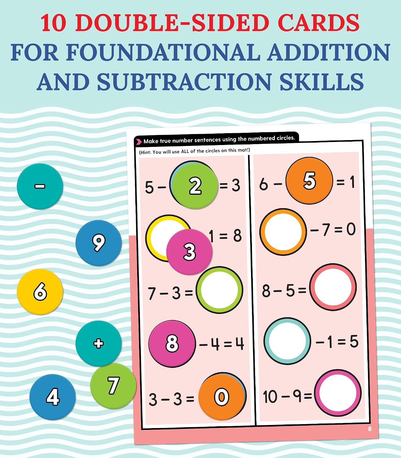Carson Dellosa 20-Piece Vowels Edu-Clings Set, Language Arts Dry Erase Mats and Silicone Phonics Manipulatives, Grammar and Spelling Games and Practice for Kids