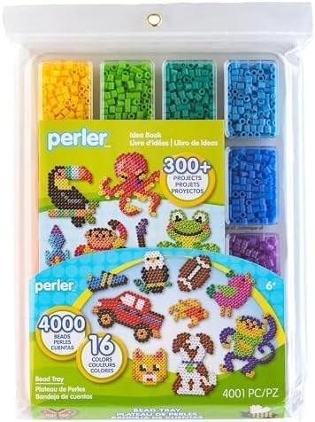 17605 Assorted Fuse Beads Kit with Storage Tray and Pattern Book for Arts and Crafts, Multicolor, 4001pcs
