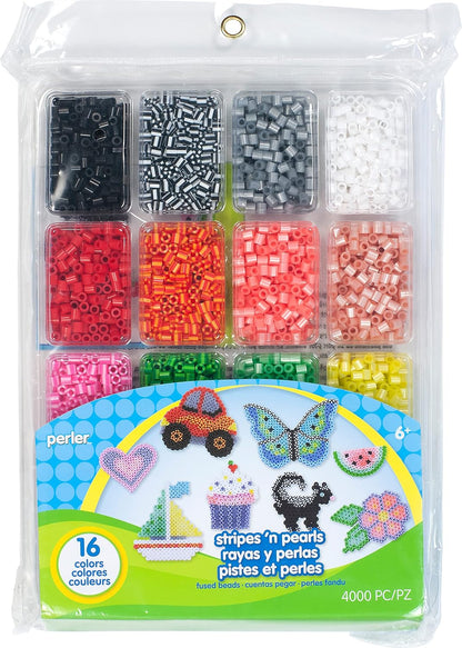 17605 Assorted Fuse Beads Kit with Storage Tray and Pattern Book for Arts and Crafts, Multicolor, 4001pcs