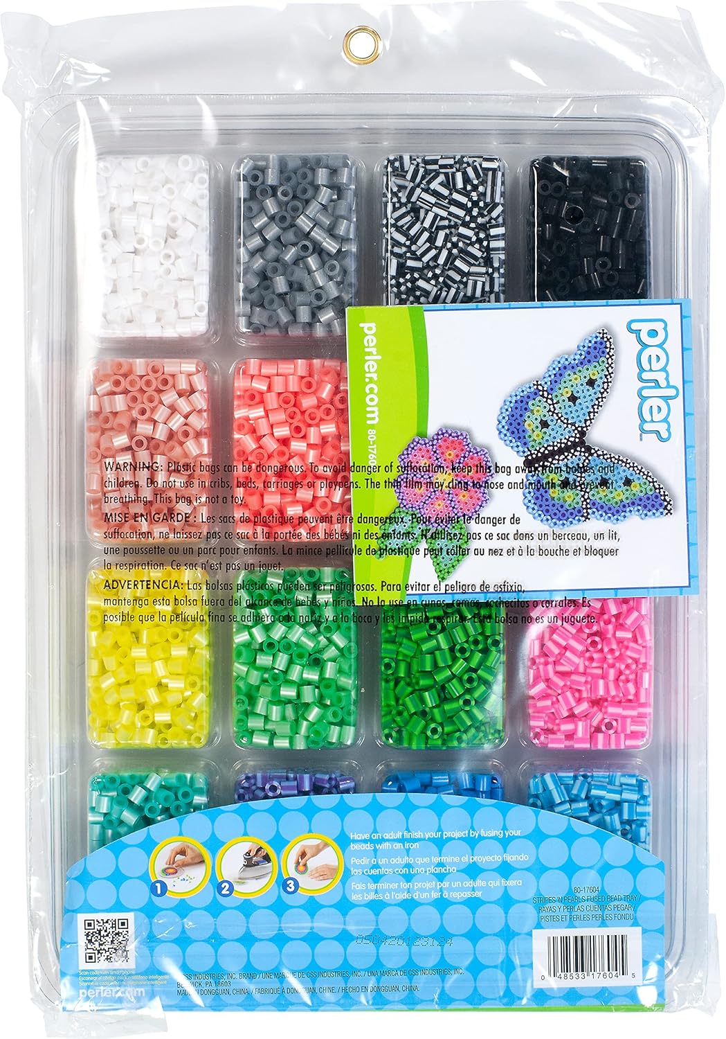 17605 Assorted Fuse Beads Kit with Storage Tray and Pattern Book for Arts and Crafts, Multicolor, 4001pcs