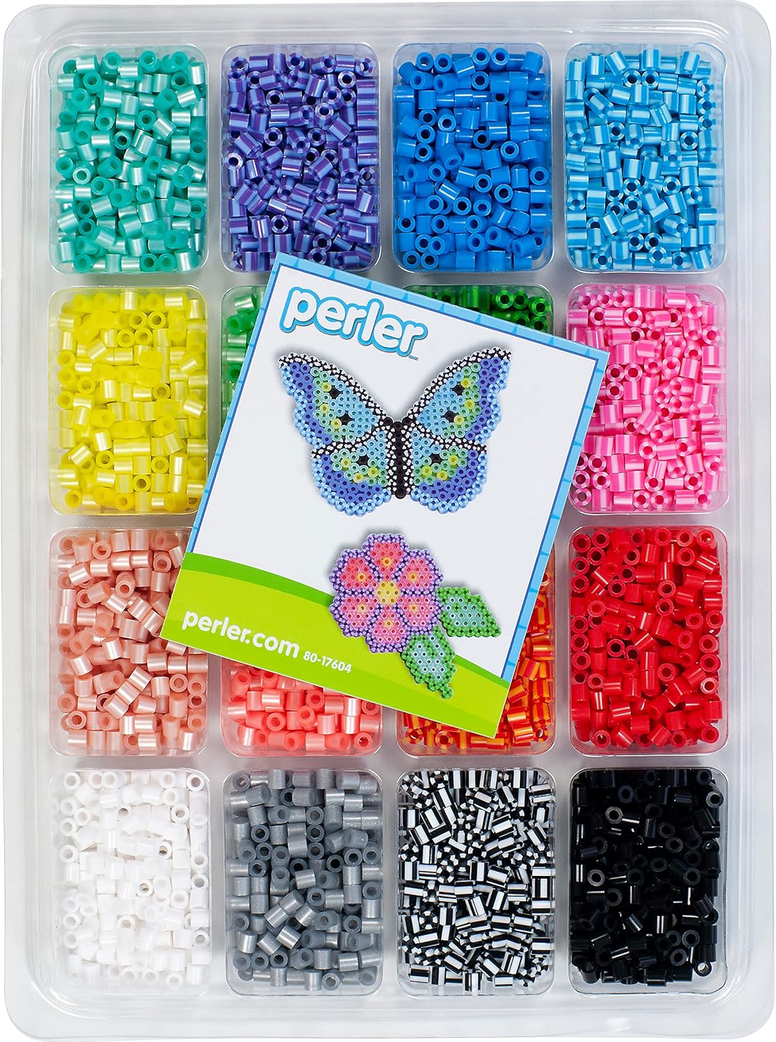 17605 Assorted Fuse Beads Kit with Storage Tray and Pattern Book for Arts and Crafts, Multicolor, 4001pcs
