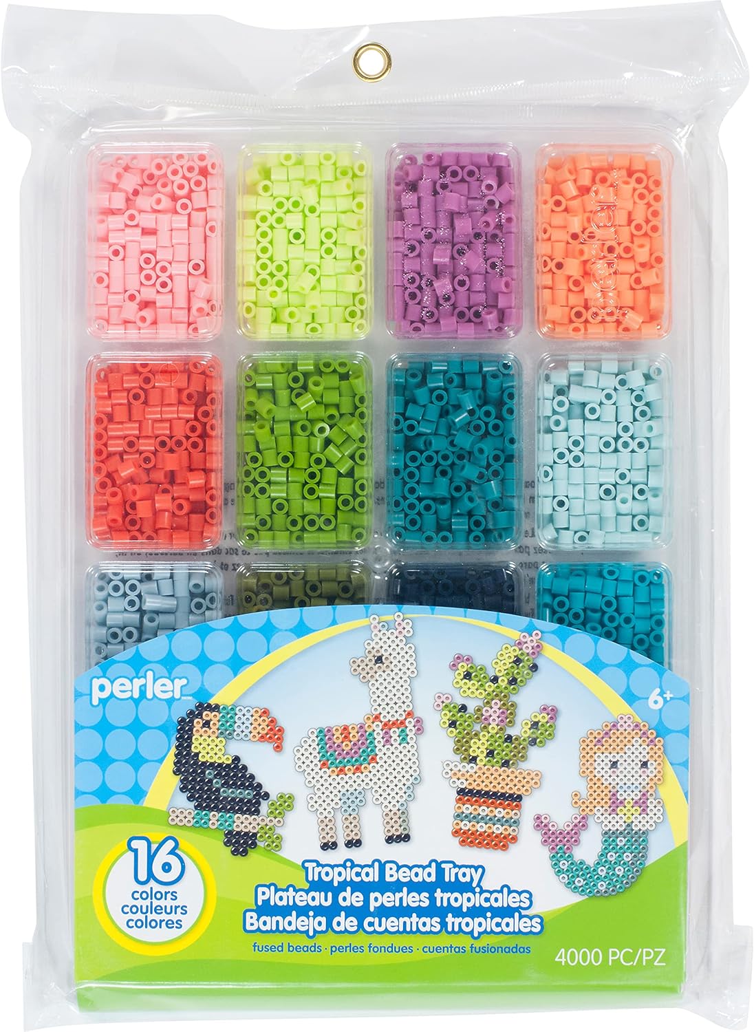 17605 Assorted Fuse Beads Kit with Storage Tray and Pattern Book for Arts and Crafts, Multicolor, 4001pcs