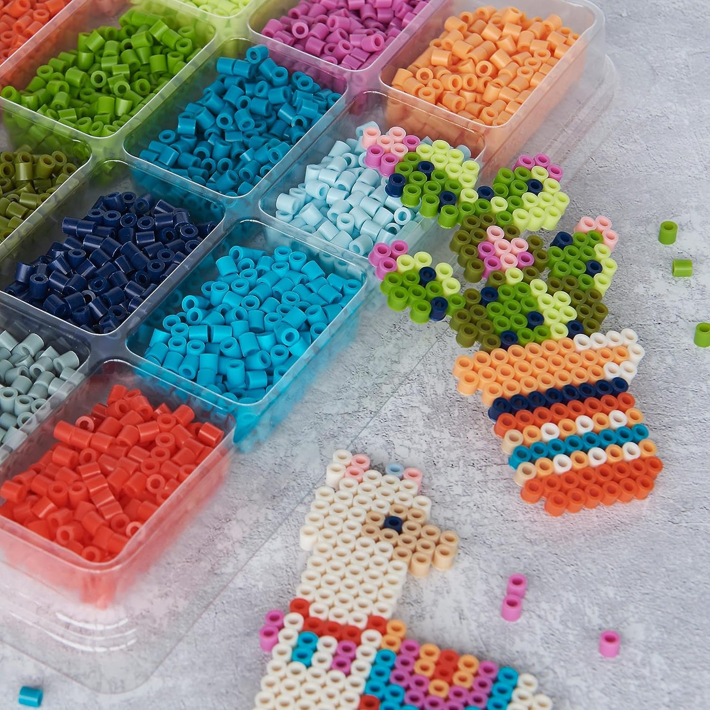 17605 Assorted Fuse Beads Kit with Storage Tray and Pattern Book for Arts and Crafts, Multicolor, 4001pcs