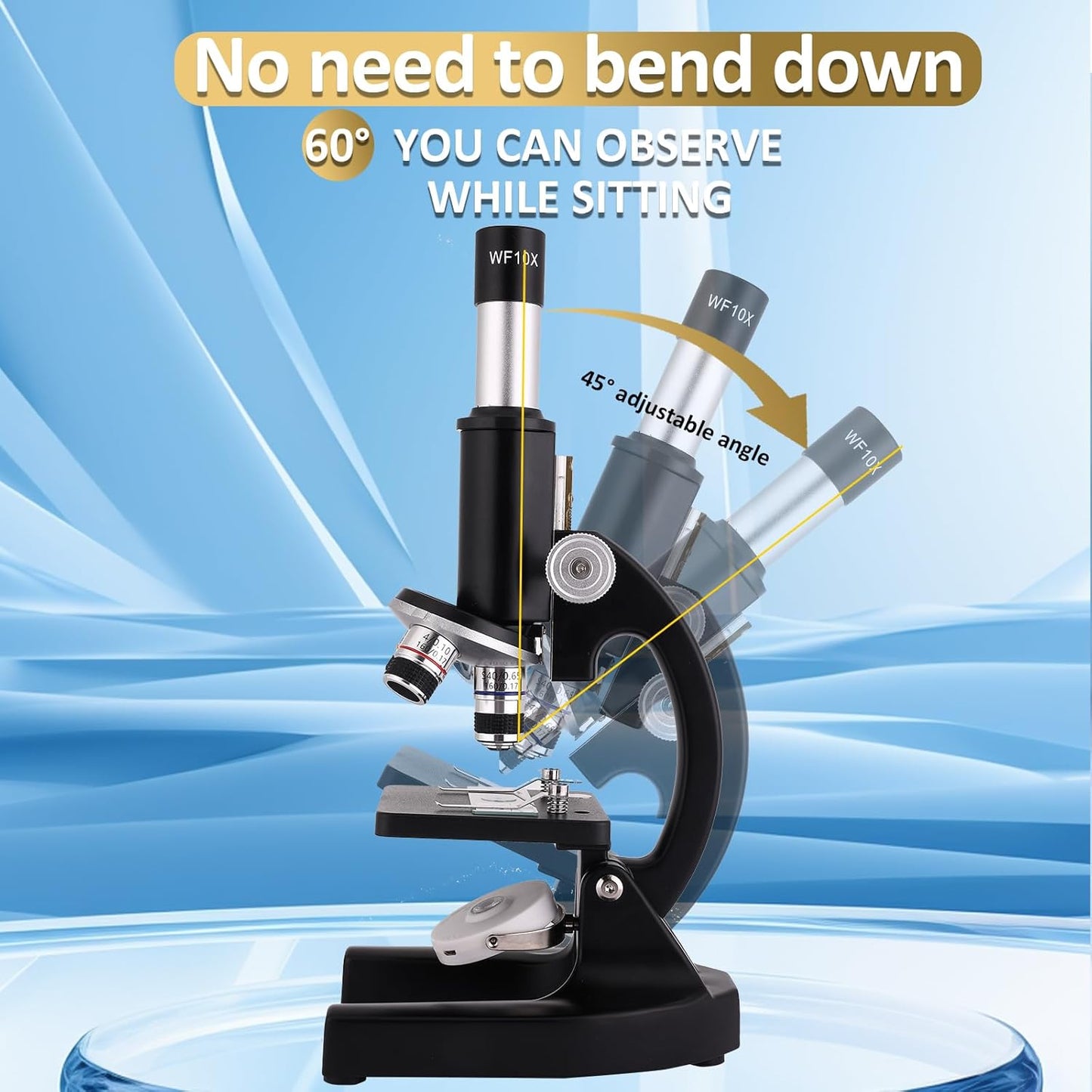 Microscope for Kids & Adults,40X-2000X Microscope with Phone Adapter & Slides Set,Suitable for Students School Lab and Home Education