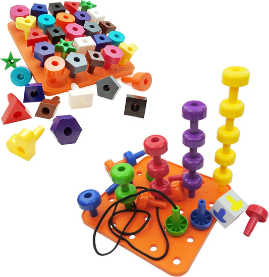 Peg Board Toddler Stacking Toys - Plastic Peg Board Toddler Toys
