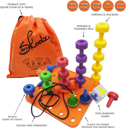 Peg Board Toddler Stacking Toys - Plastic Peg Board Toddler Toys