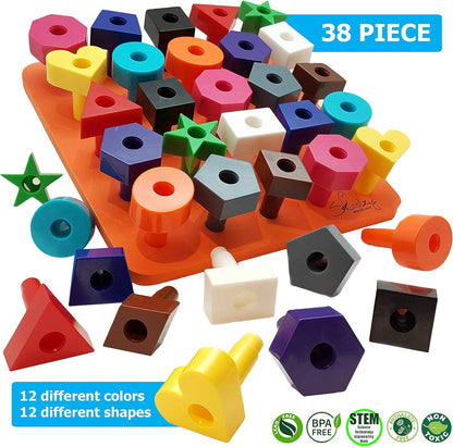 Peg Board Toddler Stacking Toys - Plastic Peg Board Toddler Toys