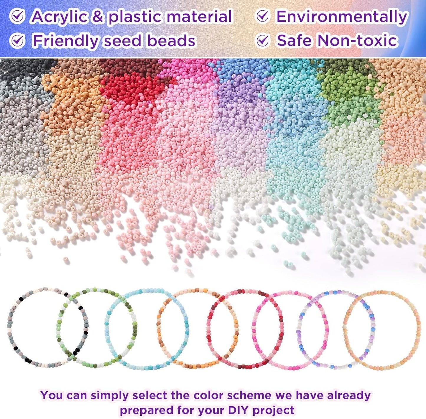 Pop Beads and 3mm Seed Beads, Snap Beads DIY Bracelet Necklace Ring Anklet Set, 39 Colors Frosted Seed Beads for Bracelet Making, Friendship Bracelet Beads for Girls Adults