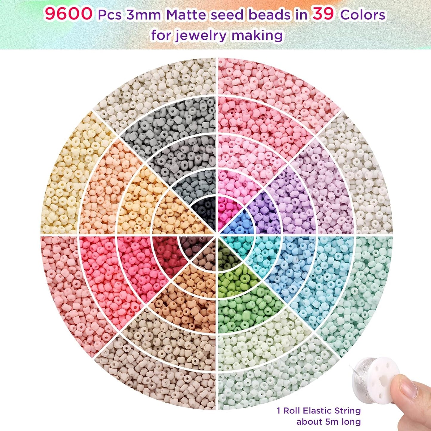 Pop Beads and 3mm Seed Beads, Snap Beads DIY Bracelet Necklace Ring Anklet Set, 39 Colors Frosted Seed Beads for Bracelet Making, Friendship Bracelet Beads for Girls Adults