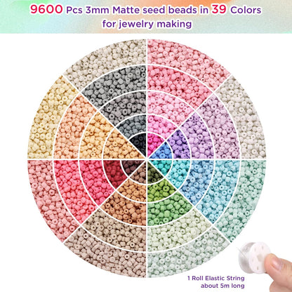 Pop Beads and 3mm Seed Beads, Snap Beads DIY Bracelet Necklace Ring Anklet Set, 39 Colors Frosted Seed Beads for Bracelet Making, Friendship Bracelet Beads for Girls Adults