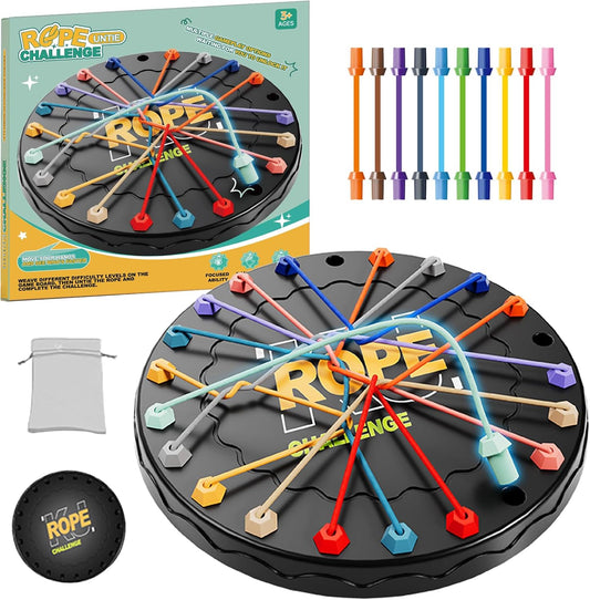 Rope Untangling Puzzle Game, Educational Strategy Board Game for Kids & Adults, Family Travel Party Games with Multi-Level Challenges, Gifts for All Ages