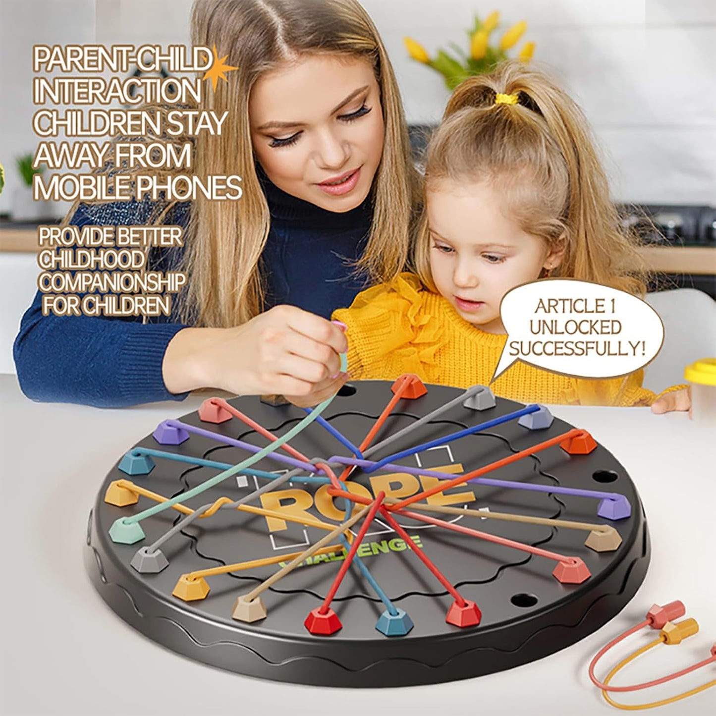 Rope Untangling Puzzle Game, Educational Strategy Board Game for Kids & Adults, Family Travel Party Games with Multi-Level Challenges, Gifts for All Ages