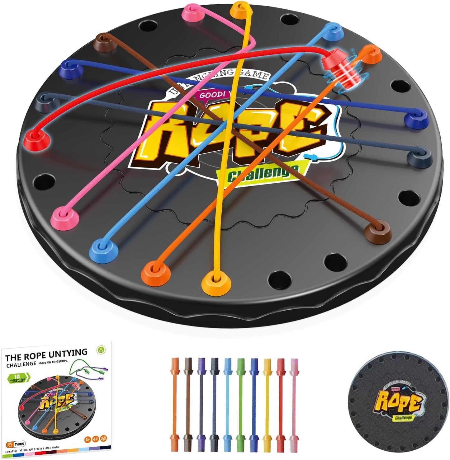 Rope Untangling Puzzle Game, Educational Strategy Board Game for Kids & Adults, Family Travel Party Games with Multi-Level Challenges, Gifts for All Ages