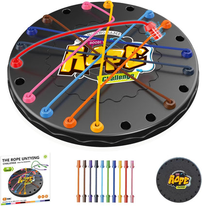 Rope Untangling Puzzle Game, Educational Strategy Board Game for Kids & Adults, Family Travel Party Games with Multi-Level Challenges, Gifts for All Ages