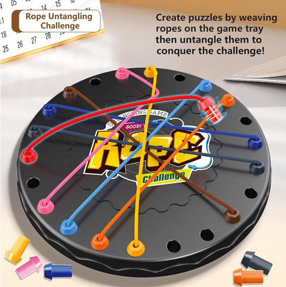 Rope Untangling Puzzle Game, Educational Strategy Board Game for Kids & Adults, Family Travel Party Games with Multi-Level Challenges, Gifts for All Ages