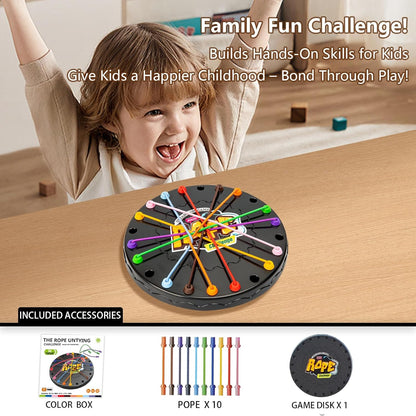 Rope Untangling Puzzle Game, Educational Strategy Board Game for Kids & Adults, Family Travel Party Games with Multi-Level Challenges, Gifts for All Ages
