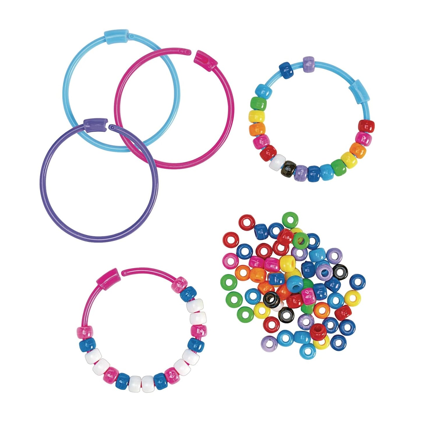 Bead & Bracelet Kit, 1 lb of Beads in 10 Colors, 24 Bracelets, Threading, Kids Beads, Friendship Bracelets, School Supplies, Art Supplies, Craft Projects, Beads for Children, Pony Beads