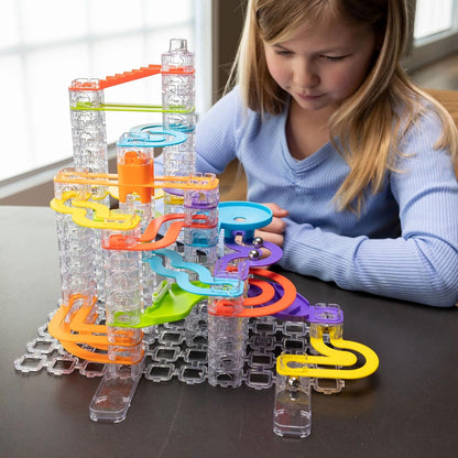 Trestle Tracks Deluxe Marble Run Set, 124-Piece Modular Marble Track, Toys for Kids, Marble Set, Girl and Boy Toys, Fun Toys for Ages 8-13+