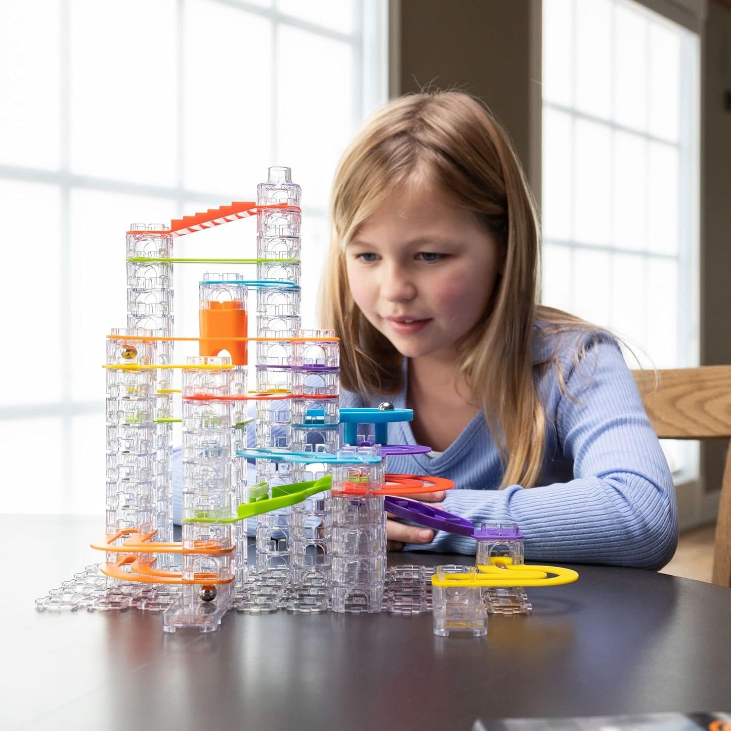Trestle Tracks Deluxe Marble Run Set, 124-Piece Modular Marble Track, Toys for Kids, Marble Set, Girl and Boy Toys, Fun Toys for Ages 8-13+