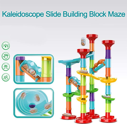50Pcs Marble Run,Marble Track Educational Learning Toy,Marble Maze Construction Building Blocks with 30 Glass Marbles,Small Marble Runs Game for Girls Boys Birthday Gifts