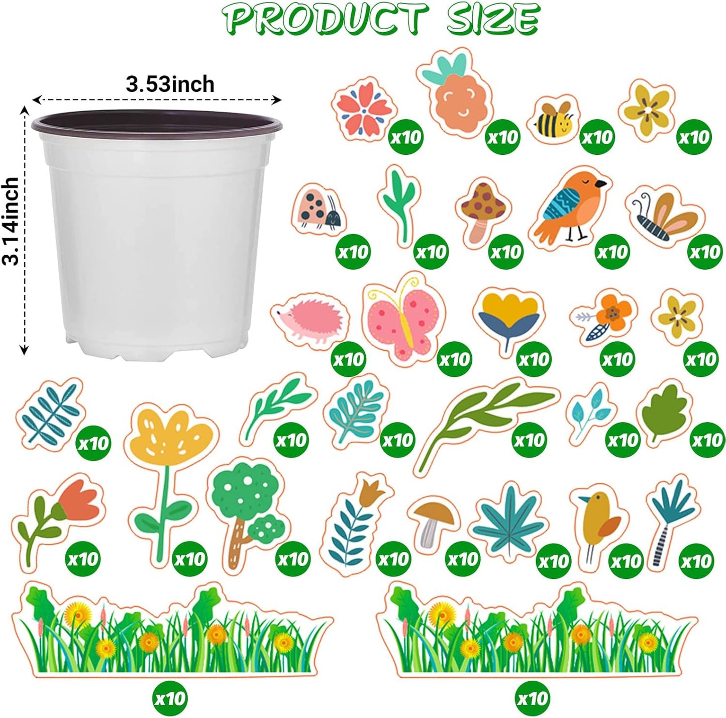30 Pcs Garden Pot Craft Kit,Kindergarten Handmade Flower Pot Crafts with Stickers Plant Labels Name Tags,Flower Planting Growing Kit for Birthday Mothers Day Arts Kit