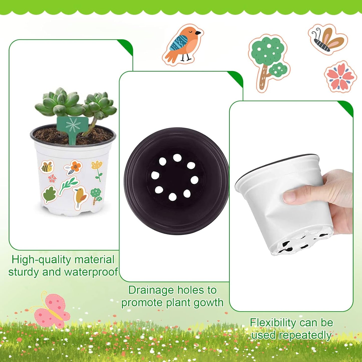30 Pcs Garden Pot Craft Kit,Kindergarten Handmade Flower Pot Crafts with Stickers Plant Labels Name Tags,Flower Planting Growing Kit for Birthday Mothers Day Arts Kit