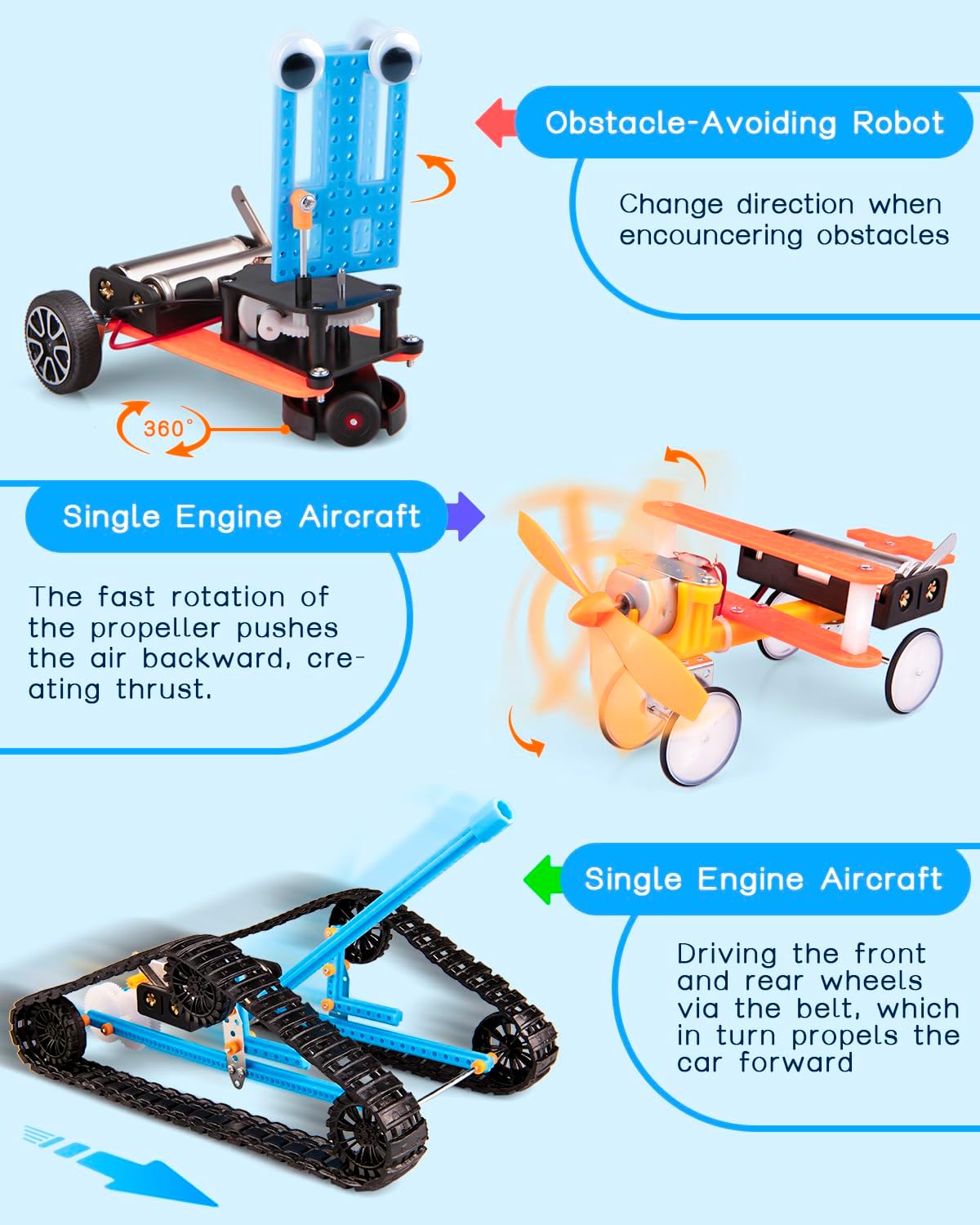 6-in-1 STEM Kit for Kids Ages 6-12, STEM Toys for Boys Ages 8-12, Robot Building Kit & Car Crafts for Kids, Science Activities Robotics Kits for 6 7 8 9 10 12 Year Old Boys Girl Birthday Gifts