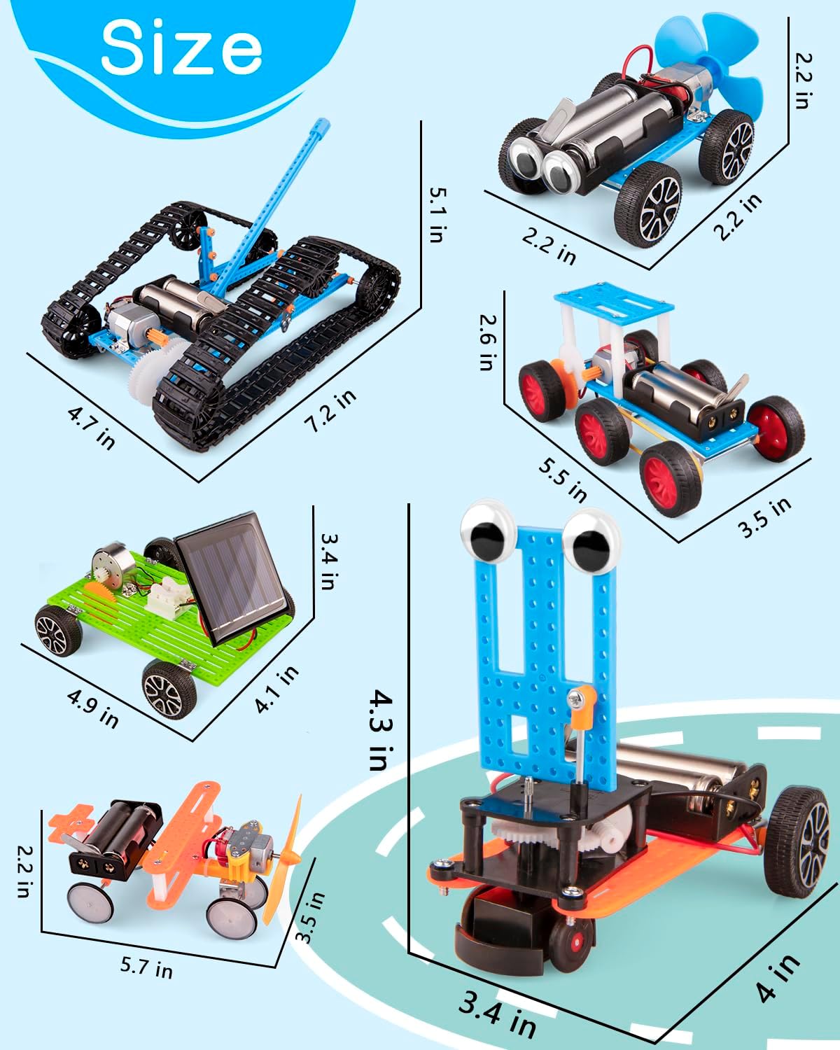 6-in-1 STEM Kit for Kids Ages 6-12, STEM Toys for Boys Ages 8-12, Robot Building Kit & Car Crafts for Kids, Science Activities Robotics Kits for 6 7 8 9 10 12 Year Old Boys Girl Birthday Gifts