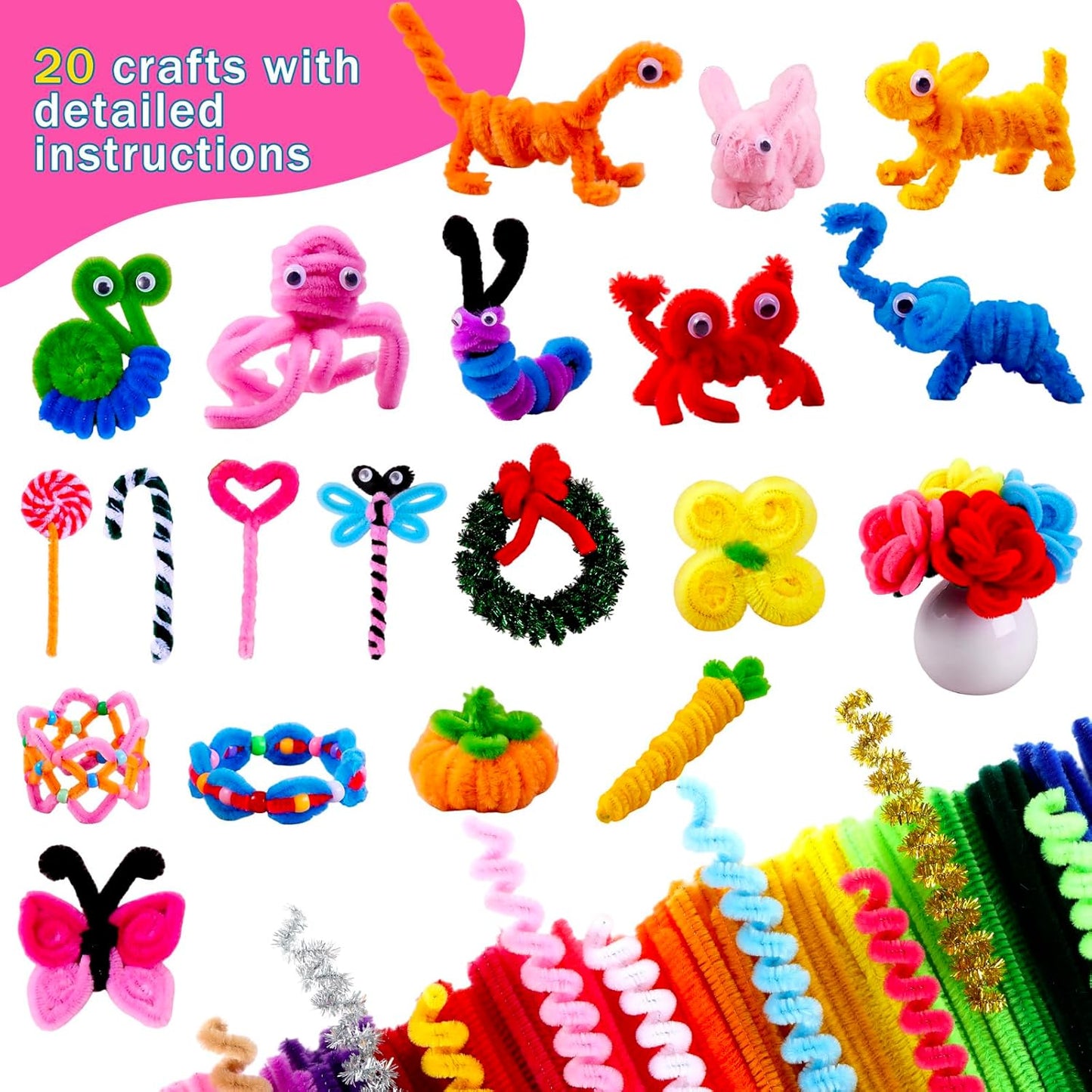 Pop Beads and Pipe Cleaners for Crafts, Arts and Crafts for Kids Ages 4-12