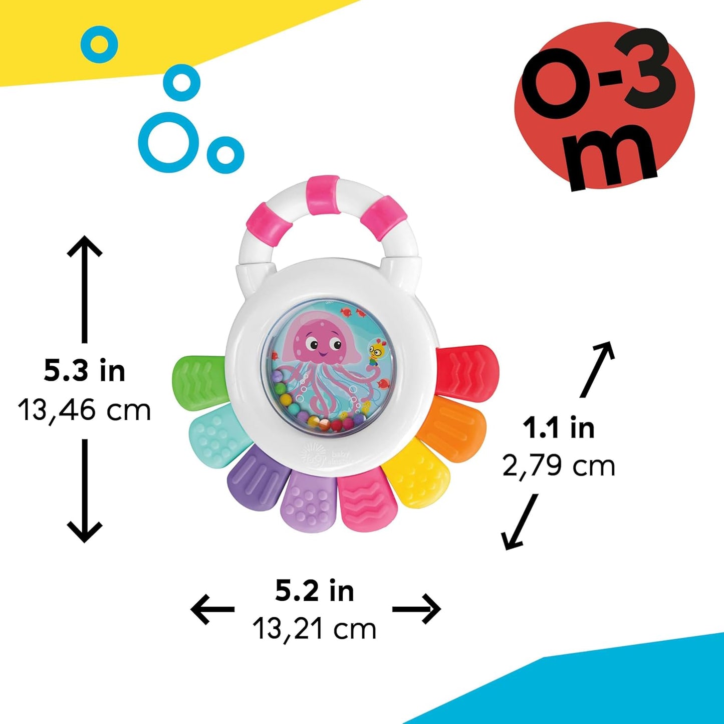 Octopus 3-in-1 Bubble Pop Dimple Fidget Toy and BPA Free Teether, Age 6 Months+