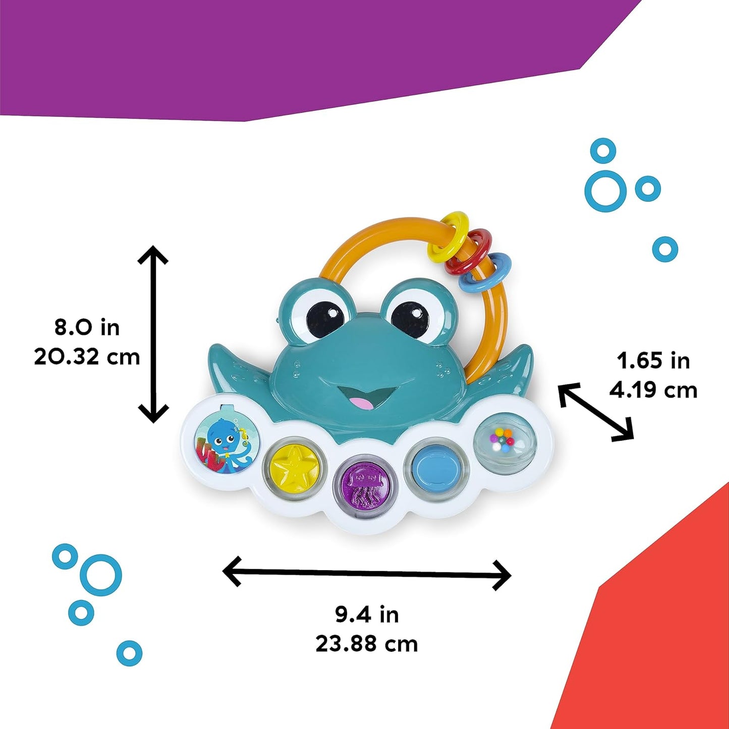 Octopus 3-in-1 Bubble Pop Dimple Fidget Toy and BPA Free Teether, Age 6 Months+