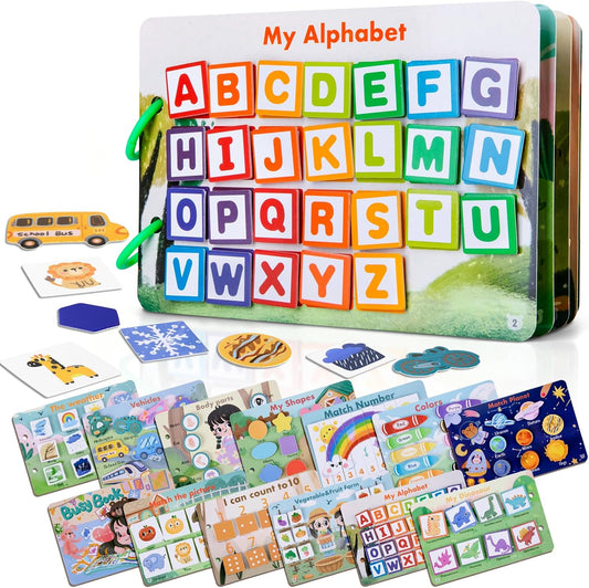 Small Montessori Busy Book for Kids 3-5, 12 Themes Preschool Learning Activities Educational Sorting Toys for Kids 3 Year Old, Autism Sensory Fine Motor Matching Games for Children