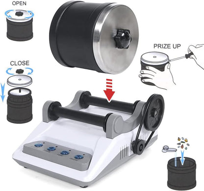 Rock Tumbler Kit,Rock Polisher for Kids & Adults,Includes 2 Belts,Bag of Rough Stones,4 Coarse Grinding,Finely Ground,Polishing Grits