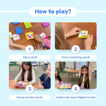 Tricky Trolls CCVC & CVCC Reading Game, Mini Pop Sensory Toy to Learn and Spell, Educational Kindergarten Classroom Activities, Multisensory Phonics Flash Cards for 4+ Years