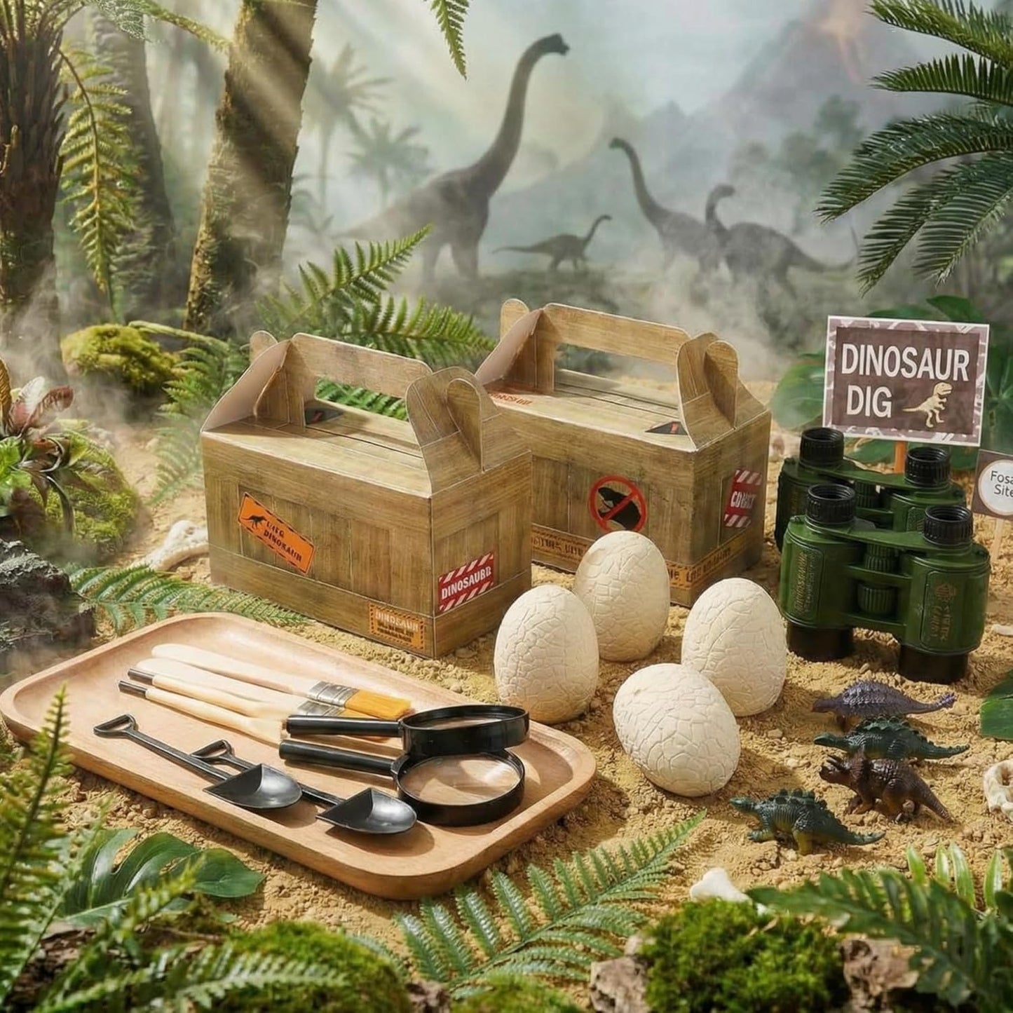 56 Pcs Dinosaur Eggs Dig Kit Toys for Kids Dinosaur Party Favors Dino Treat Boxes Telescope Excavation Tools Eggs Surprise Dino Birthday Decorations for Boys Girls
