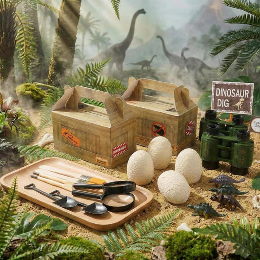56 Pcs Dinosaur Eggs Dig Kit Toys for Kids Dinosaur Party Favors Dino Treat Boxes Telescope Excavation Tools Eggs Surprise Dino Birthday Decorations for Boys Girls