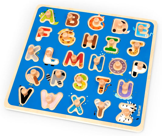 – Farm Animals Wooden Peg Puzzle Educational Toy for Toddlers – Fine Motor Skills Development Colorful Farm Life Play Set – 2+ Years