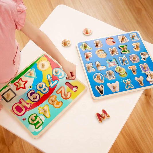 – Farm Animals Wooden Peg Puzzle Educational Toy for Toddlers – Fine Motor Skills Development Colorful Farm Life Play Set – 2+ Years