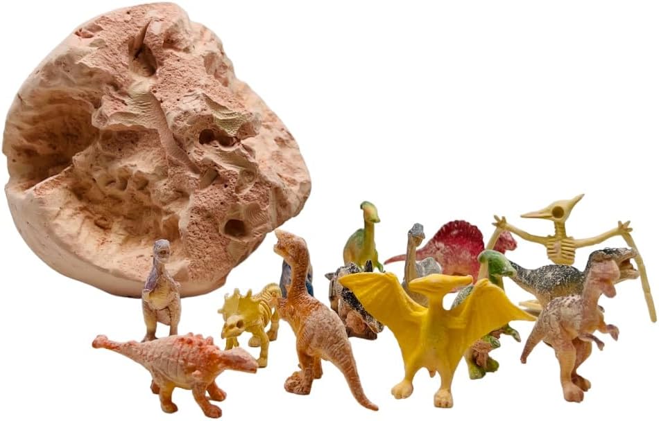 Jumbo Dino Egg Dig Kit for Kids-Excavate 12 Dinosaur Figures from 7" Egg - STEM Educational Toys for Boys & Girls, Age 6+
