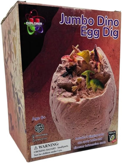 Jumbo Dino Egg Dig Kit for Kids-Excavate 12 Dinosaur Figures from 7" Egg - STEM Educational Toys for Boys & Girls, Age 6+