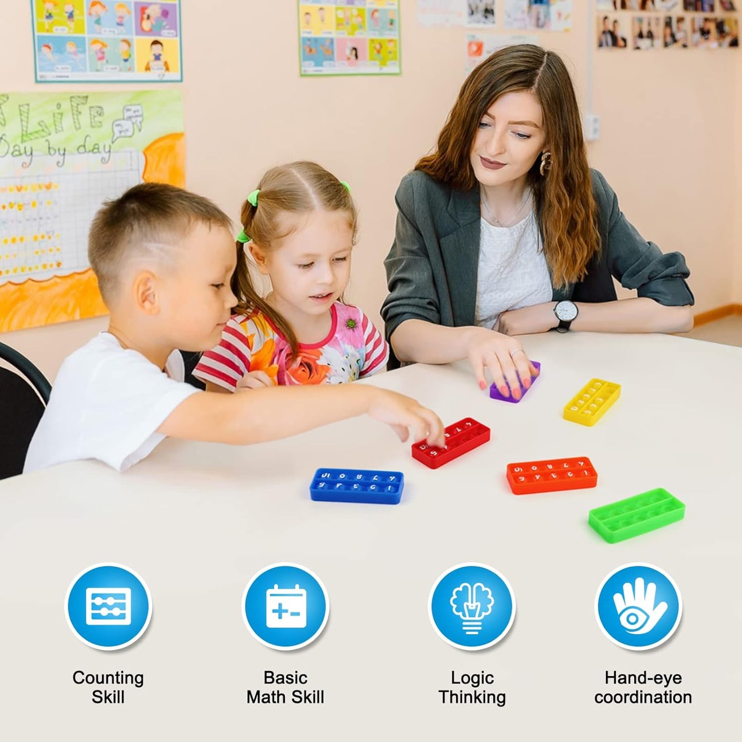 Regrouping Base Ten Place Value,Ten-Frame Counting Toys,Addition and Subtraction Math Manipulatives,Magnetic Dry Erase Board for Student Classroom Must Haves,Math Games for Kids Homeschool